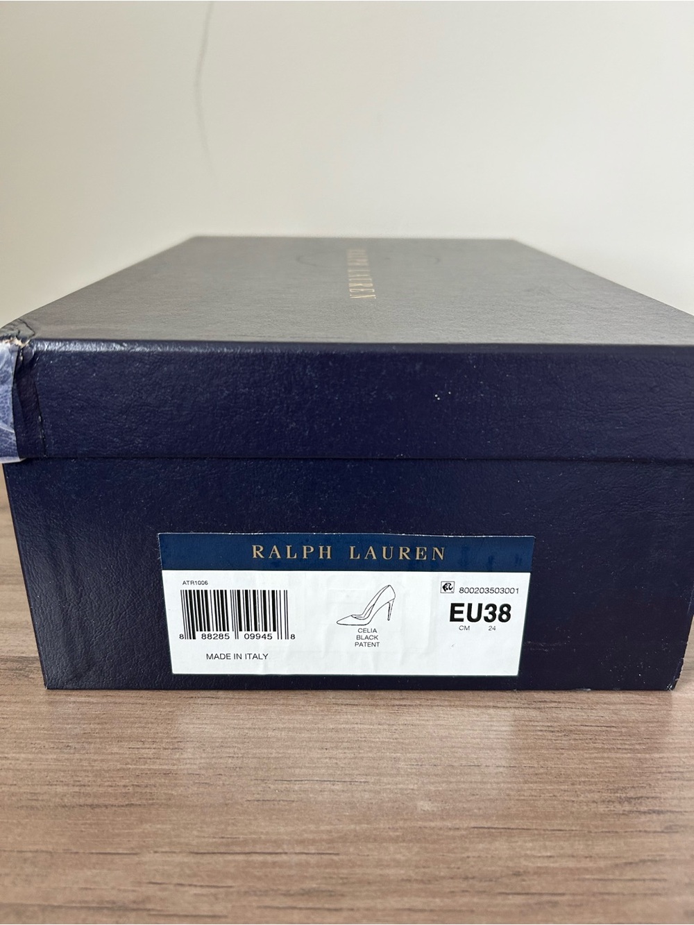 Ralph Lauren Celia Black Patent Heel Size EU 38 New in Box Purple Label - Picture 2 of 10